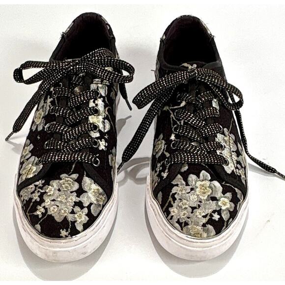 Guess Goodone5 Floral Shoes Size 9 Black Tennis Shoe Bloomcore Coquette Sneakers - Picture 2 of 11